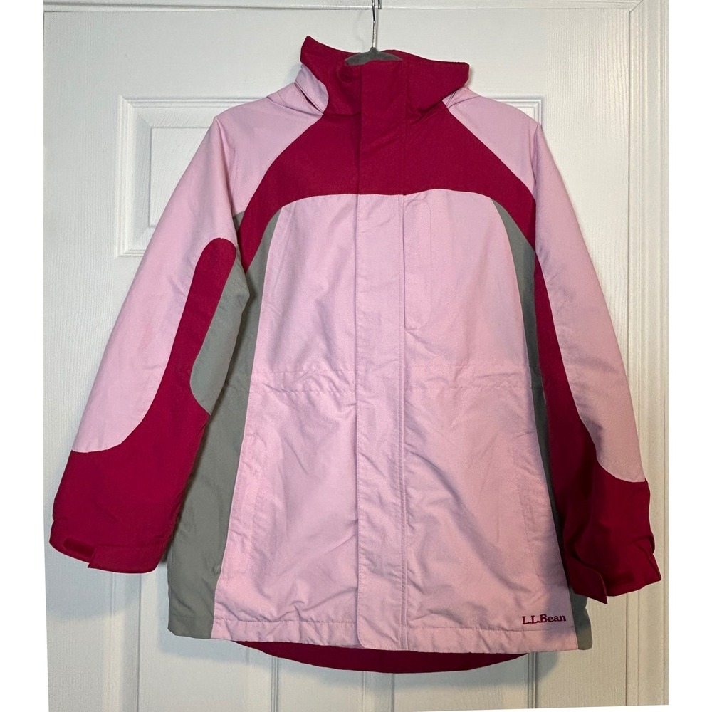 L.L. Bean 3-in-1 Jacket Girls Size L 14-16 Pink Magenta Fleece Lined Winter Coat